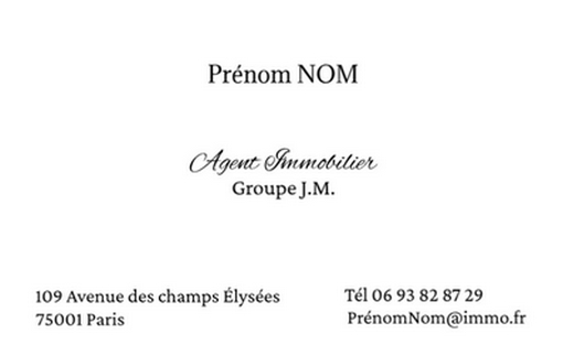 Carte visite recto